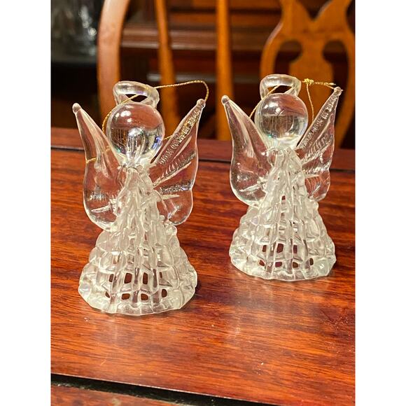 VTG Hong Kong Set of 4 Plastic "crystal" Angel Christmas Ornaments 2.5 in tall - Picture 5 of 14